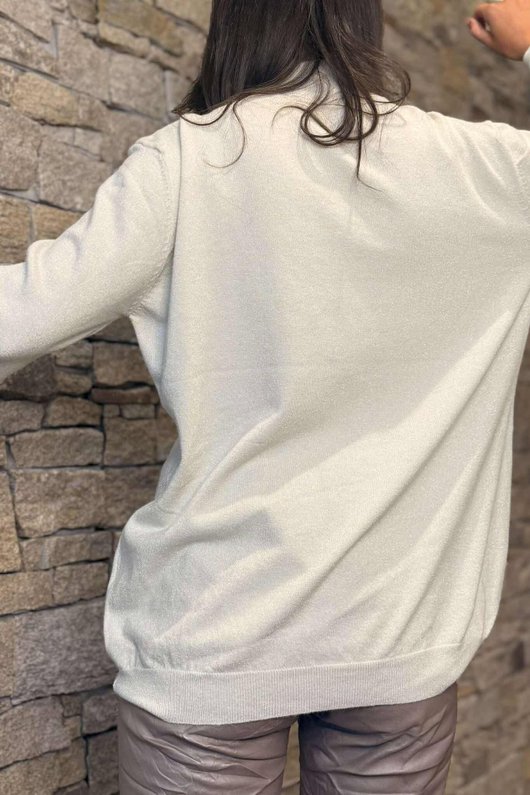 Claudia Soft Stretch Sparkle Skim Knit Stone